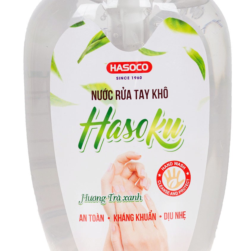 Nước rửa tay khô Hasoco Kazoku Hương trà xanh / Bạc hà - Công nghệ Nhật Bản - Chai 500gr