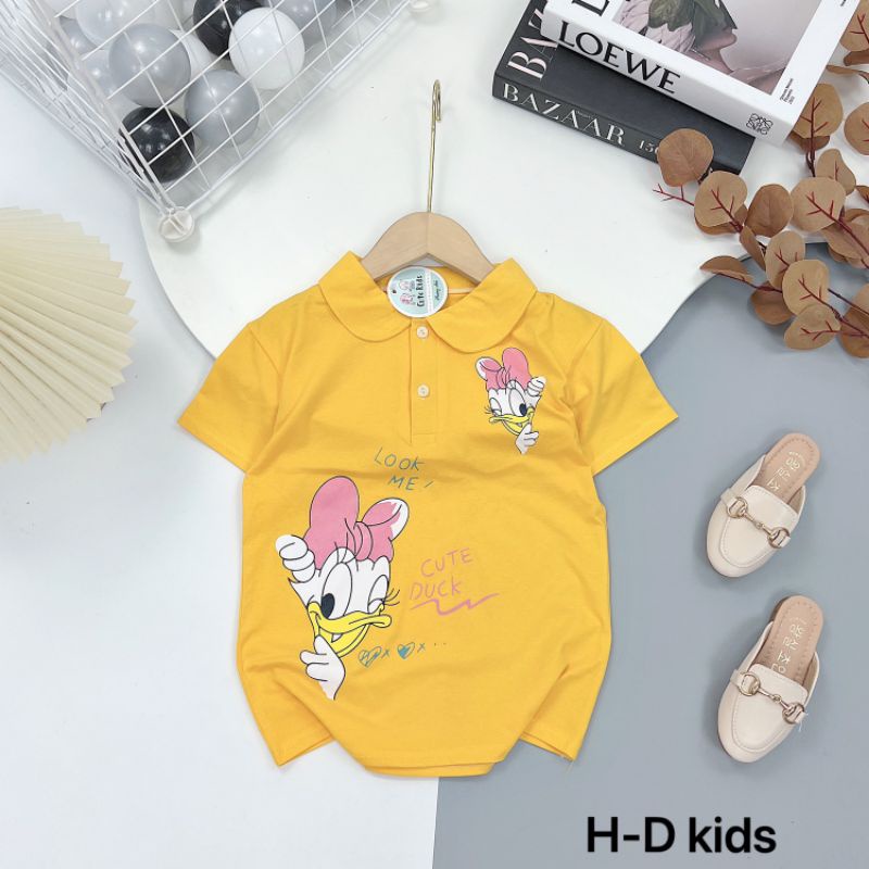 Áo phông có cổ bé gái cute kids donal