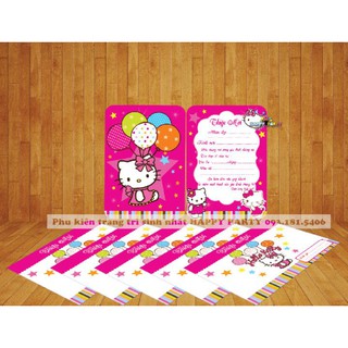 THIỆP MỜI SINH NHẬT KITTY - SET 10 THIỆP 20K