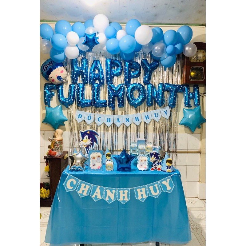 Combo trang trí đầy tháng cho bé happy fullmonth trang trí sinh nhật cho bé đầy đủ đồ phụ kiện cho bé trai bé gái FM05