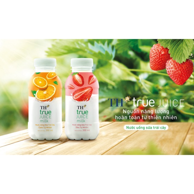 [CHỈ NHẬN GIAO HÀNG HOẢ TỐC NOWSHIP] THÙNG 24 CHAI NƯỚC UỐNG SỮA TRÁI CÂY TH TRUE JUICE MILK DÂU/ CAM 300ML