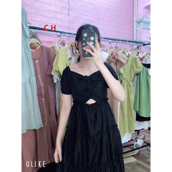 Váy cổ vuông dây rút ngực COV588