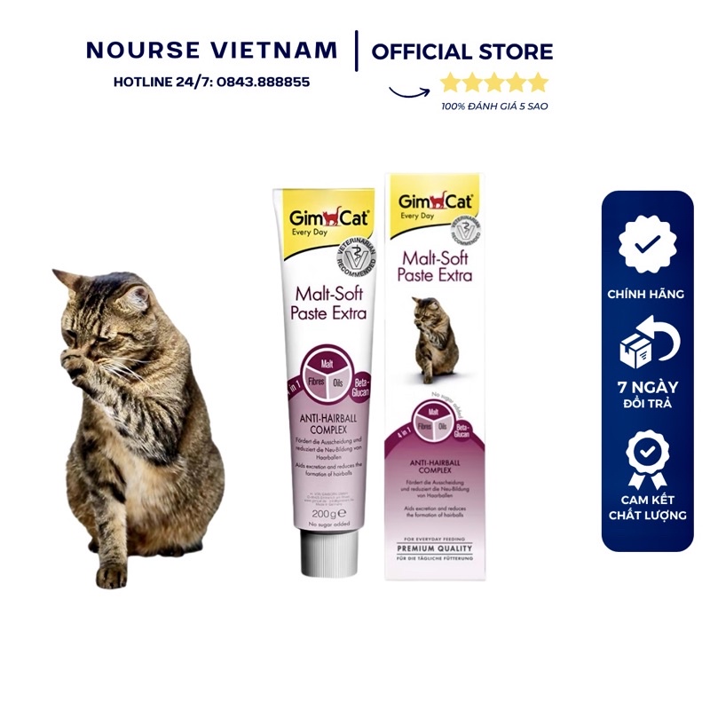 Gel Gimcat gel tiêu búi lông mèo hỗ trợ tiêu hóa ngăn ngừa tắc ruột NourseVietnam GG02