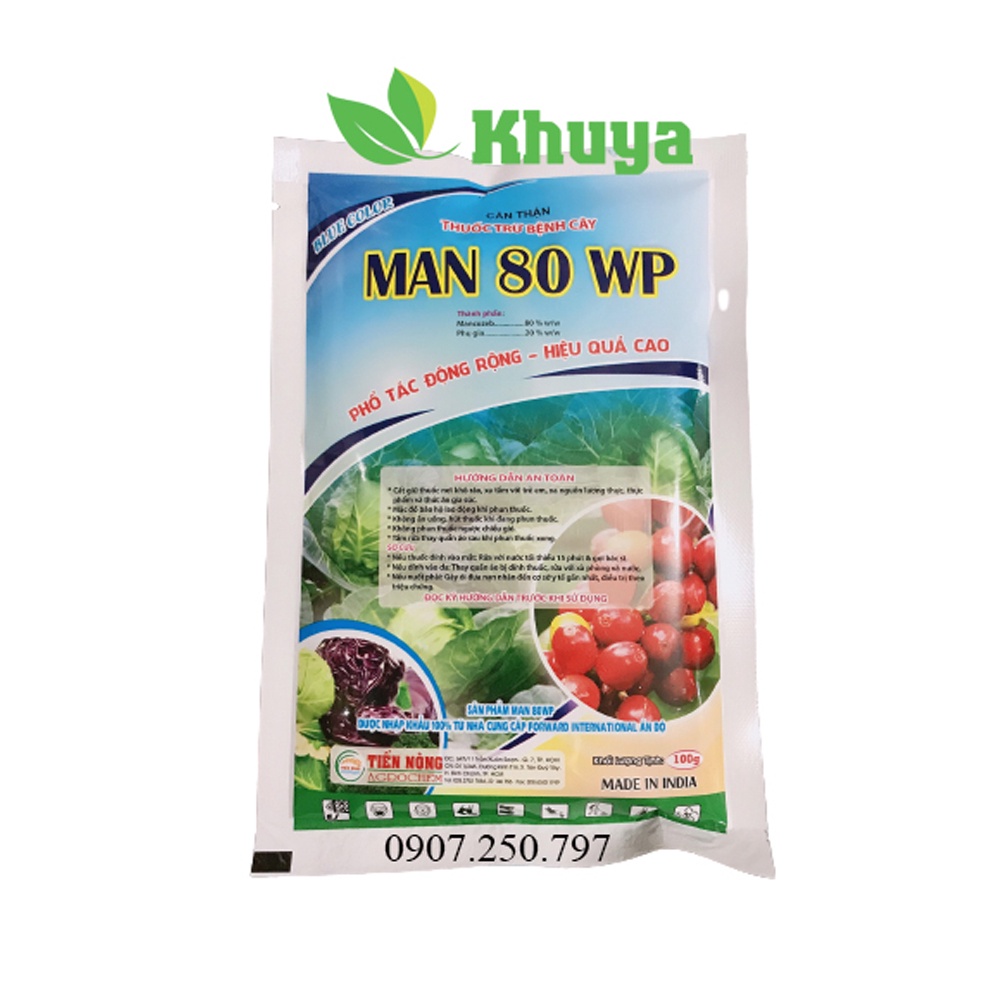 Thuốc Trừ Bệnh Cây MAN 80WP gói 100gr Mancozeb Xanh