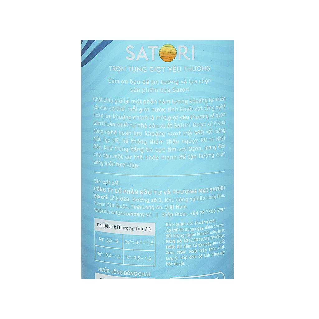 Thùng 12 chai nước Satori 1.5 lít