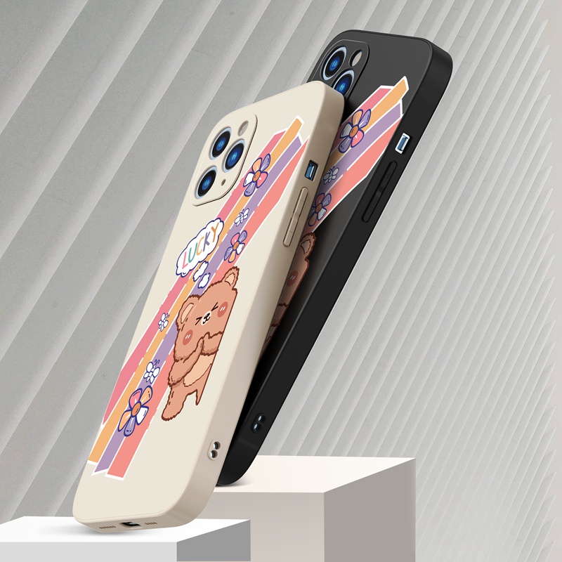 Ốp lưng iphone Ốp điện thoại SUNTAIHO silicone dẻo họa tiết gấu may mắn cho iPhone 13 12 11 Pro Max X XR XS Max 7 8 Plus 12Mini 13Mini