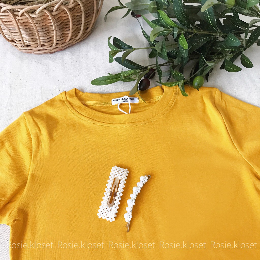 [Rosie.kloset] Áo thun basic dáng ôm 4 màu chất cotton mềm mịn co giãn thấm hút mồ hôi, áo phông nữ dáng ôm  |ẢNH THẬT|