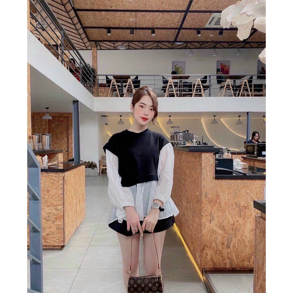 [RẺ VÔ ĐỊCH]Áo Babydoll Chất Voan Lụa Phối Len Gân Bao đẹp BG81220