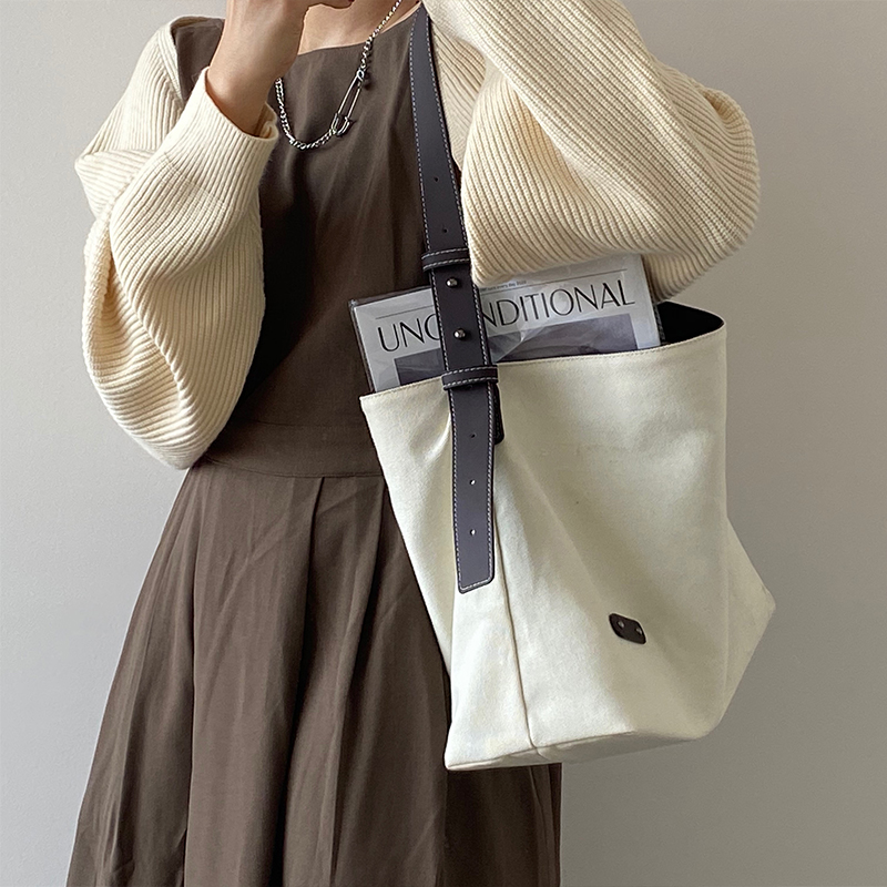 Túi Vải Canvas Thiết Kế Đơn Giản Phong Cách Nhật Bản Cho Nữ