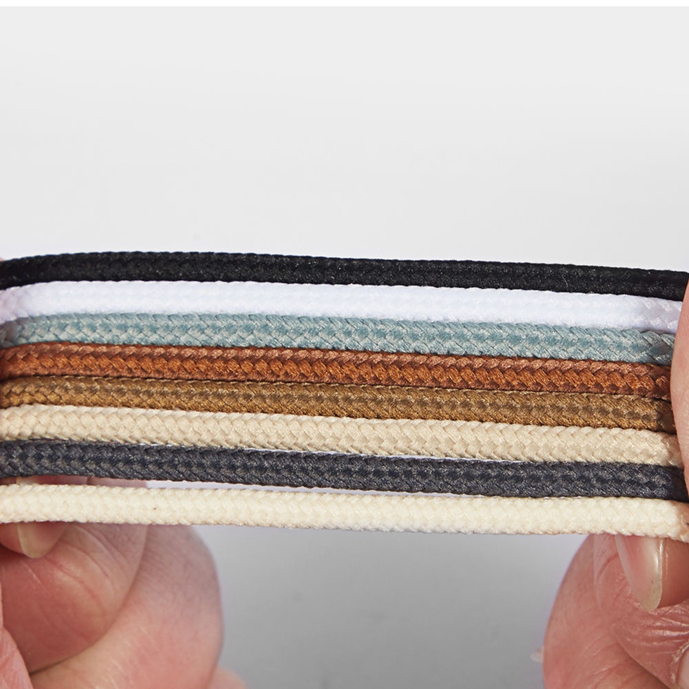 Dây Buộc Giày Tròn Dày Dặn Màu Đen Trắng Nâu Cho Giày Boot Giày Da Giày Leo Núi Nam Nữ