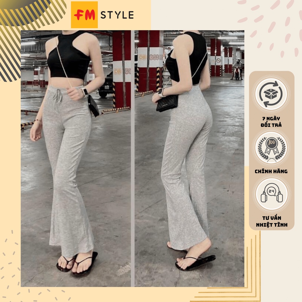 Quần ống loe cạp cao chất thun co giãn thoải mái fmstyle, Quần legging nữ ôm ống loe dáng dài | Fmst