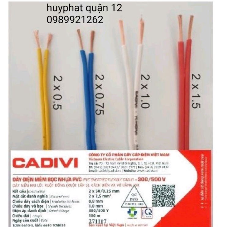 CADIVI] Dây Điện Đôi VCmd / 2x0.5 - 2x0.75 - 2x1.0 - 2x1.5 -2x 2.5