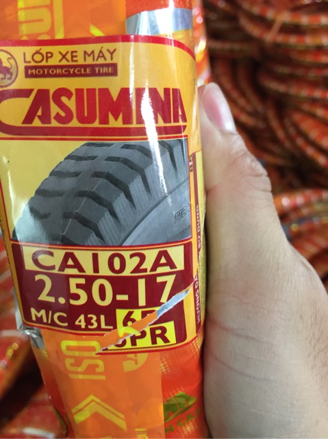 Vỏ Lốp 2.50-17 Casumina Cho Xe Máy Chở Hàng Nặng 8 Lớp Bố | Gai Tải, Dày Chắc, Thồ Hàng
