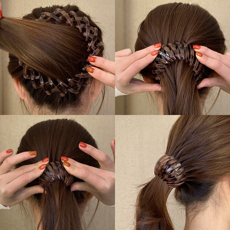 Dây Buộc Tóc Đuôi Ngựa Hình Tổ Chim Cố Định Tóc Đuôi Ngựa Có Thể Thu Gọn Cho Nữ