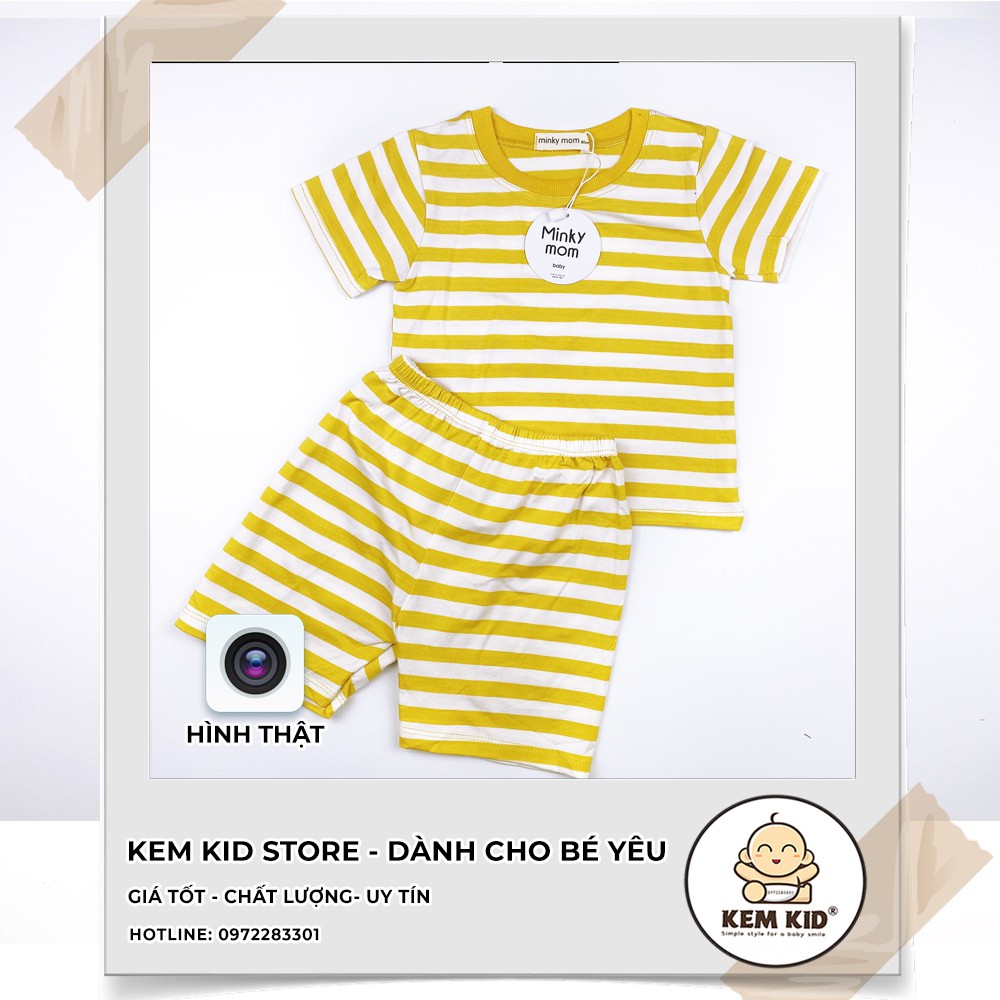 Bộ Minky Mom Cộc sọc Ngang, vải thun cotton lạnh siêu mát, mềm mịn thấm hút mồ hôi cho bé