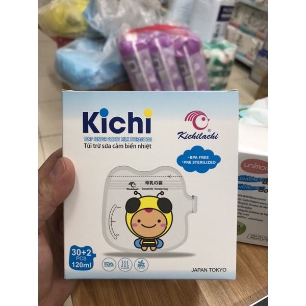 Túi trữ sữa cảm biến nhiệt Kichi (32 túi 120ml)