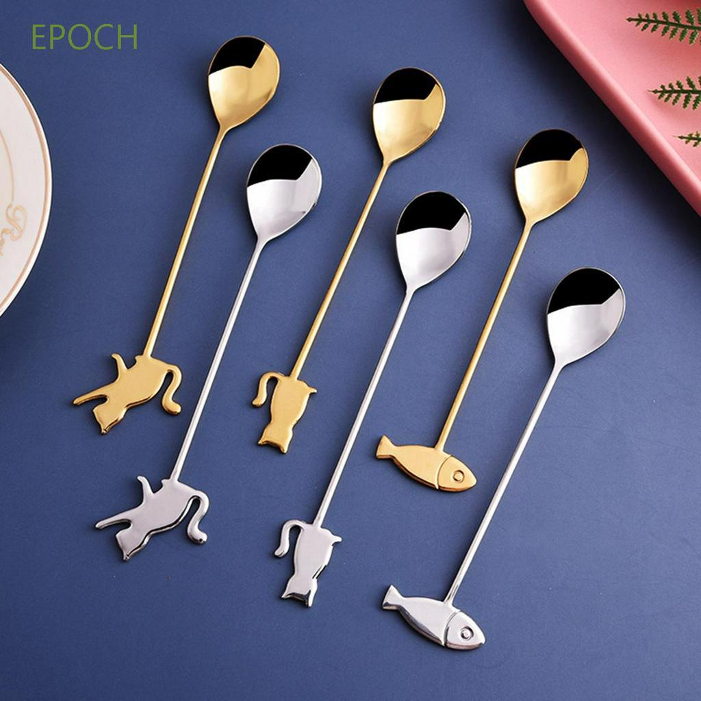 Muỗng Cà Phê Bằng Thép Không Gỉ Hình Mèo Dễ Thương