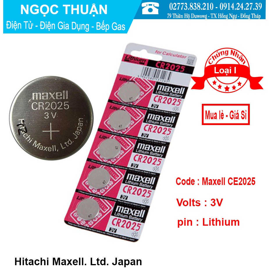 1 Vĩ / 5 Viên Pin Maxell CR2025