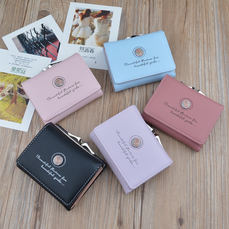Ví nữ nhỏ thời trang retro ví gập ba