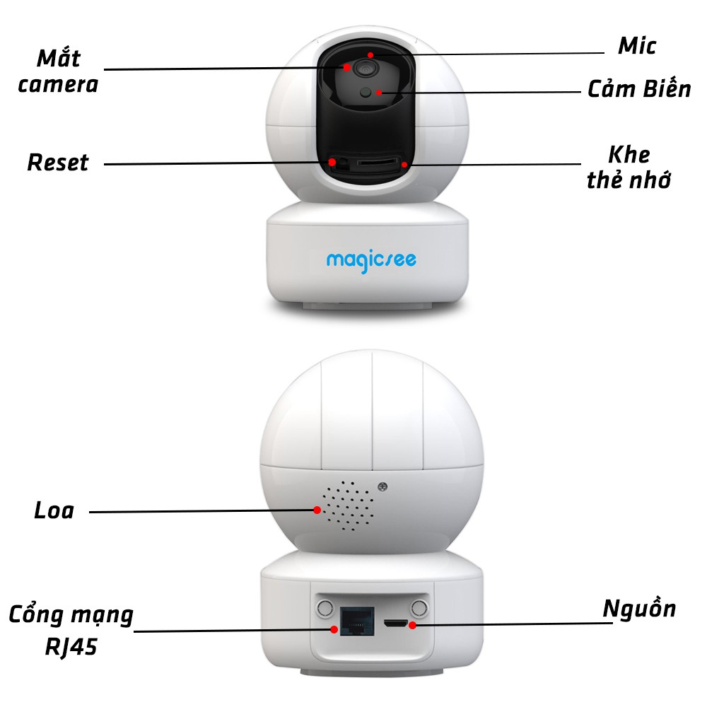 Camera giám sát không dây wifi Magicsee SA300 Cmos 3.0 - Độ phân giải 2K - Xoay 360 độ