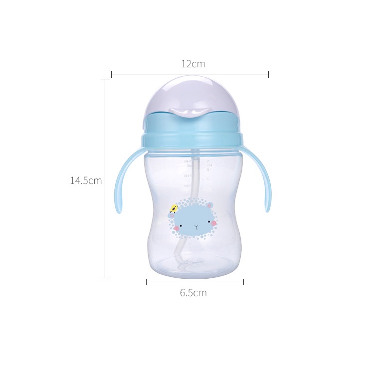 Cốc Đựng Nước 260ML Nắp Lật Có Ống Hút Và Tay Cầm Sáng Tạo Chống Rơi Cho Bé Và Mẹ Bỉm Sữa