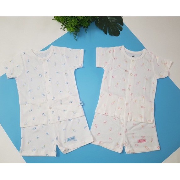 Quần áo dài tay/ cộc tay Lullaby cài giữa họa tiết bình sữa cho bé
