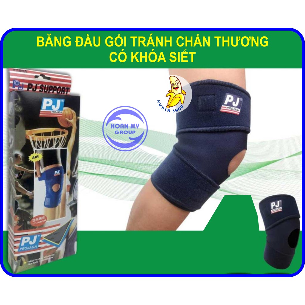 BĂNG BẢO VỆ ĐẦU GỐI CÓ KHÓA SIẾT TRÁNH CHẤN THƯƠNG KHI CHƠI THỂ THAO PJ #758A (cầu lông, tennis, bóng đá, bóng chuyền)