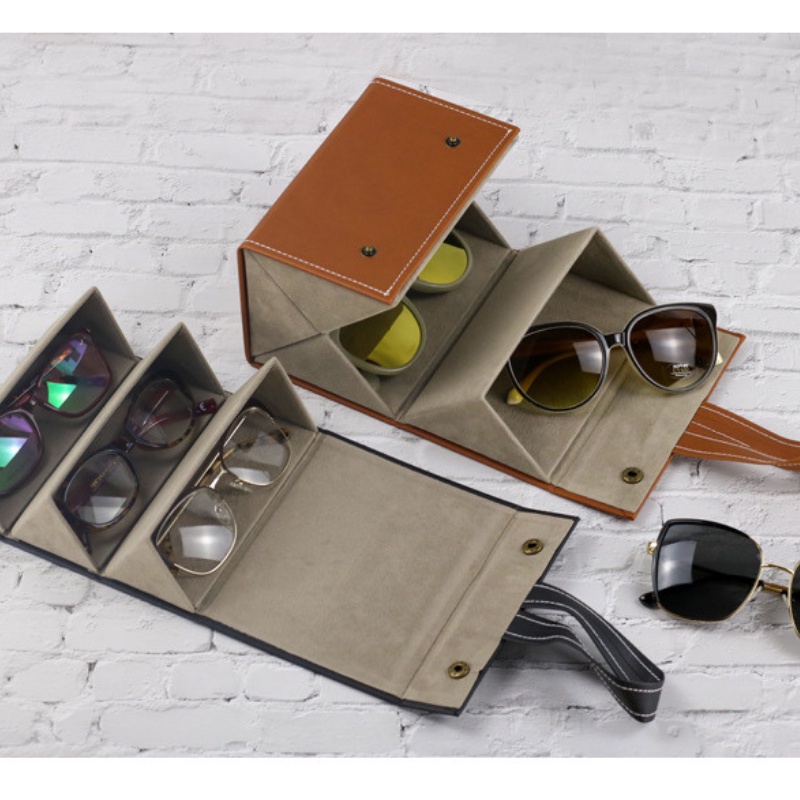 Hộp đựng mắt kính nhiều ngăn  tiện lợi đa năng bằng da PU Miibooshi P.283.DE