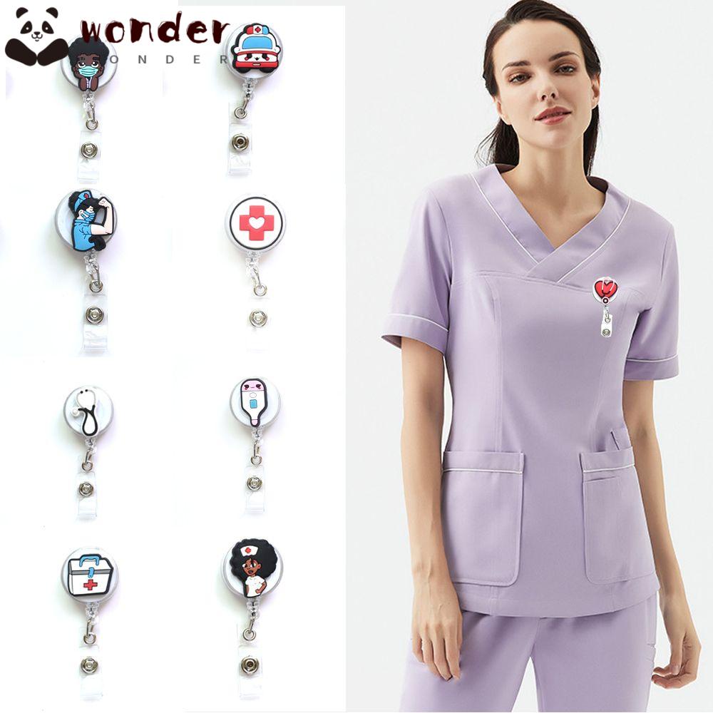 Móc khóa có kẹp giữ thẻ căn cước/ thẻ bác sĩ y tá kéo dài được tiện dụng thiết kế dễ thương dùng lâu bền