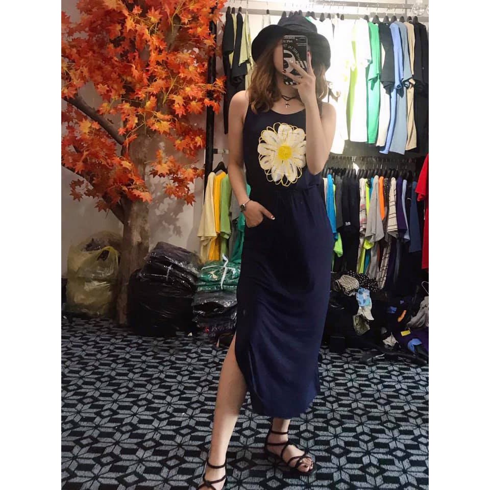 Đầm thun nữ dáng dài hình hoa cúc