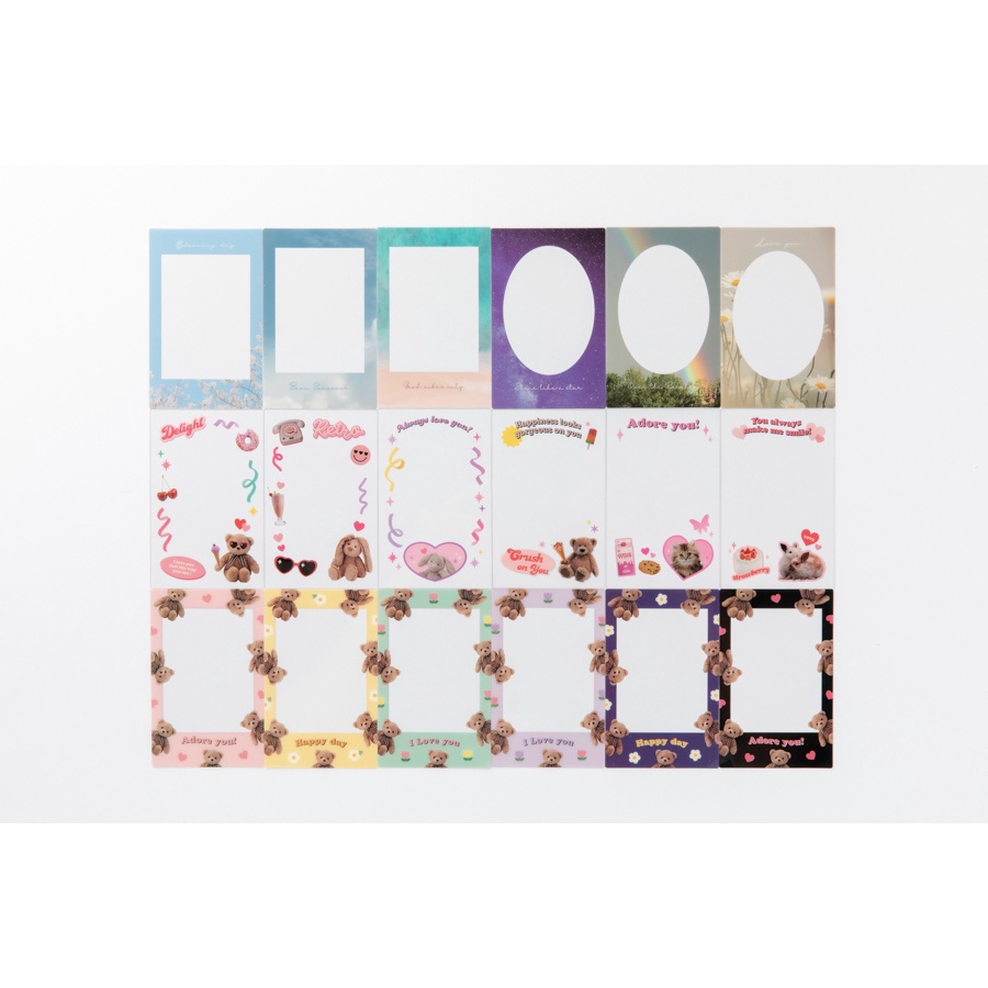 Toploader Decor ARTBOX Hàn Quốc Trang Trí Card Ảnh Photocard Polaroid  18 Khung Ribbon Confetti Nhiều Họa Tiết Gấu Đáng Yêu