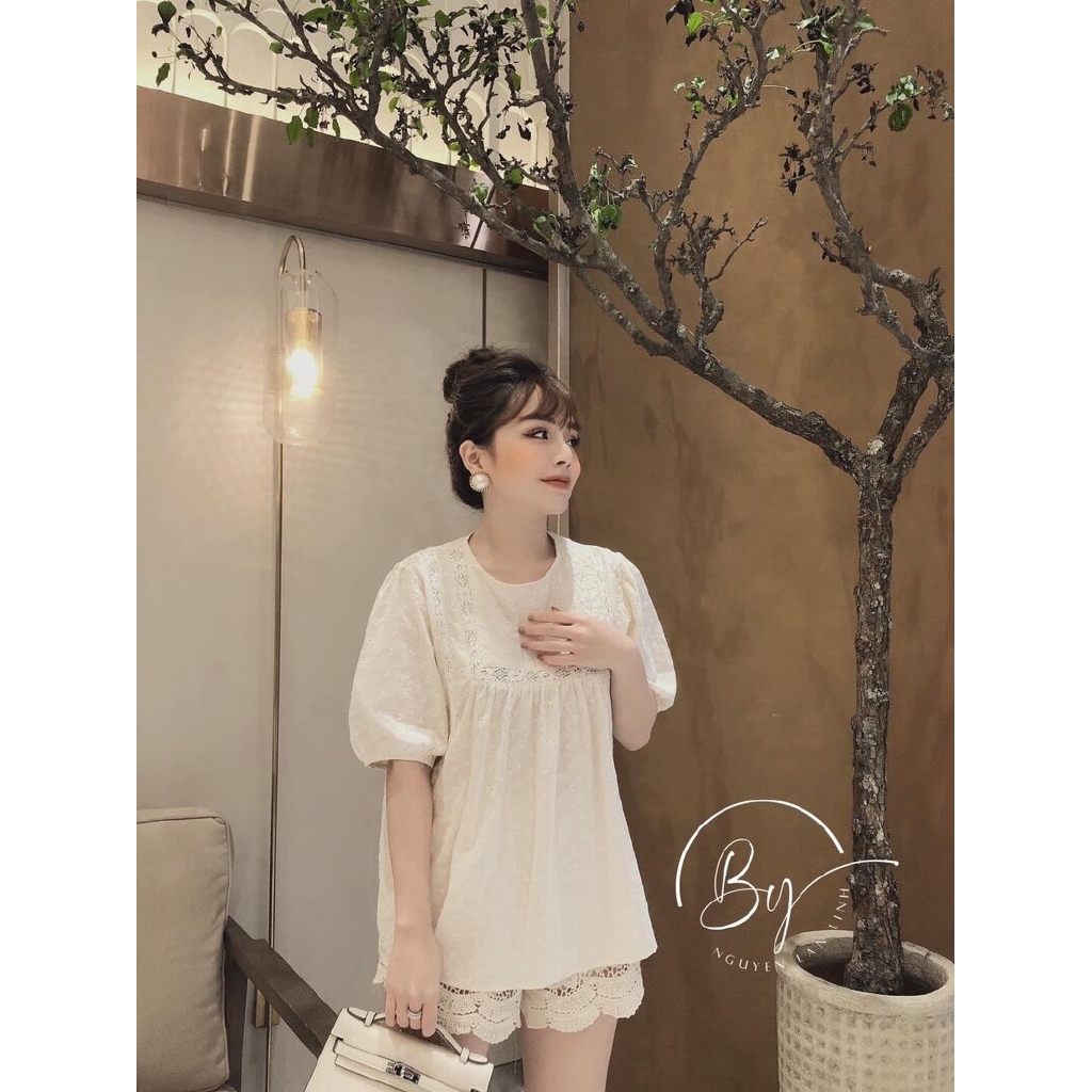 Áo thô mềm pha ren quảng châu