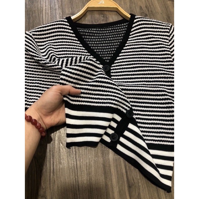 ÁO LEN KẺ TAY BỒNG SIU XINHHHHH ❌KÈM ẢNH THẬT❌