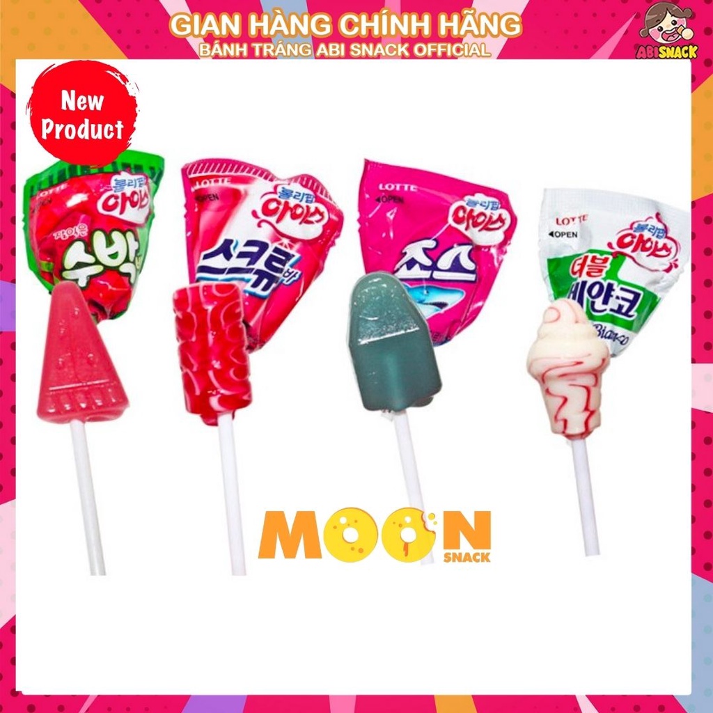 LẺ 1 CÂY KẸO MÚT CỨNG ICE LOLLIPOP HÌNH QUE KEM HÃNG LOTTE HÀN QUỐC 13g