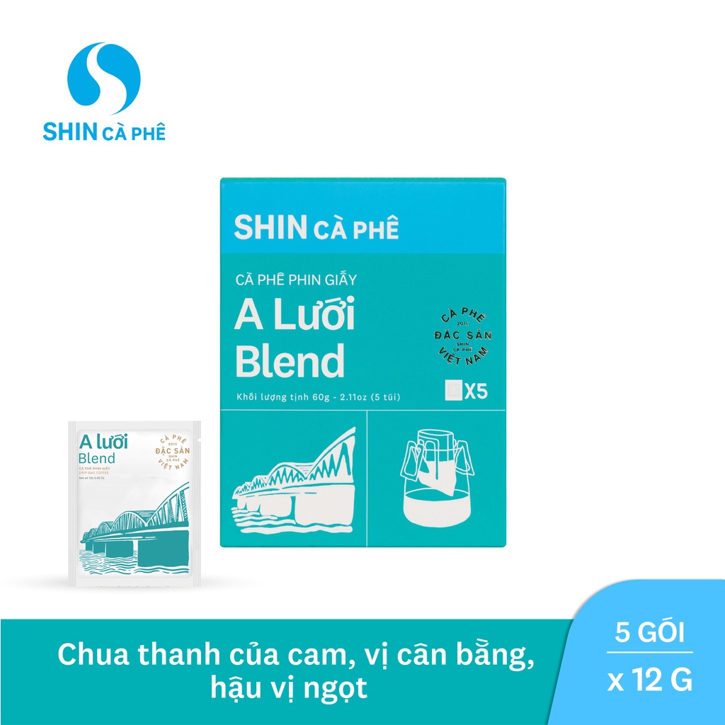 SHIN Cà Phê - A Lưới Blend Phin Giấy tiện lợi hộp 5 gói
