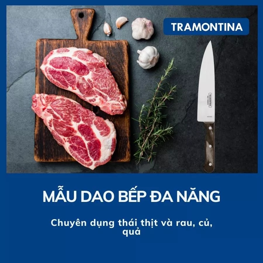 Bộ dao Polywood gồm dao chặt, thái, gọt chính hãng Tramontina Brazil