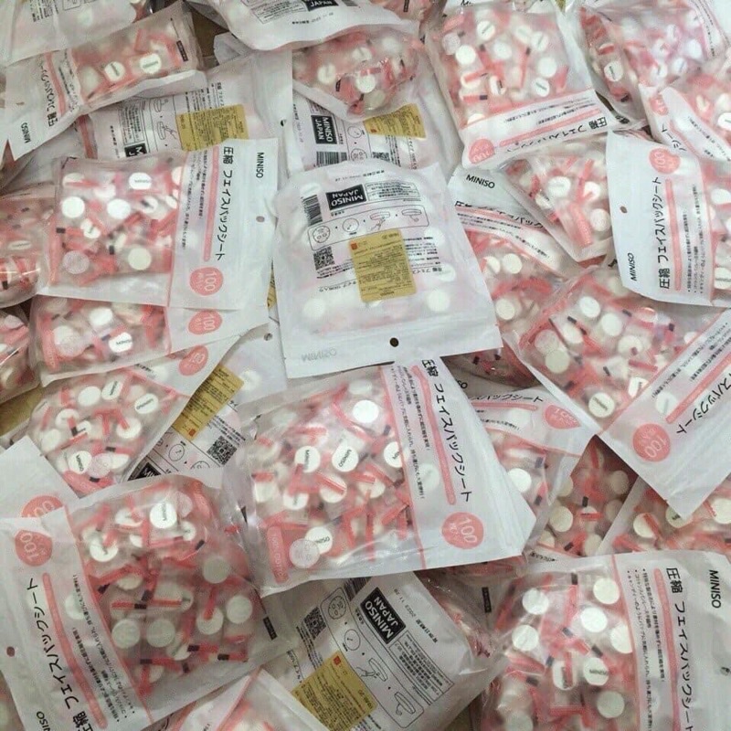 [ Bịch 100 viên ] MẶT NẠ NÉN 𝐌𝐈𝐍𝐈𝐒𝐎 Nhật Bản túi 100 viên tiện dụng, nhỏ gọn, xinh xắn