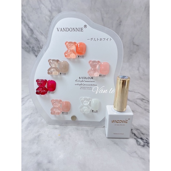 Sơn gel thạch móng tay nail set 6 màu tặng kèm bảng màu vandonnie