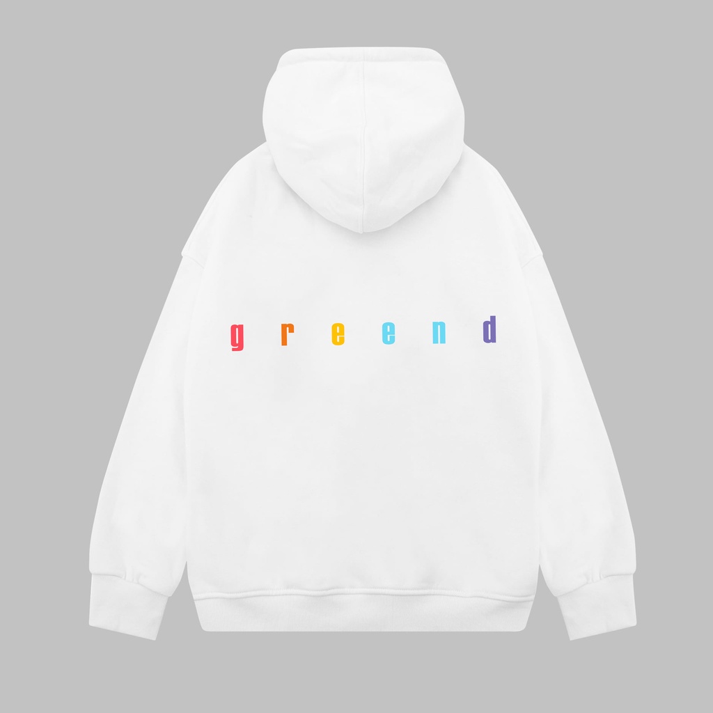 Hoodie GREEND Nỉ Bông Unisex Local Brand Basic Form Rộng Rainbow White/Black HD06