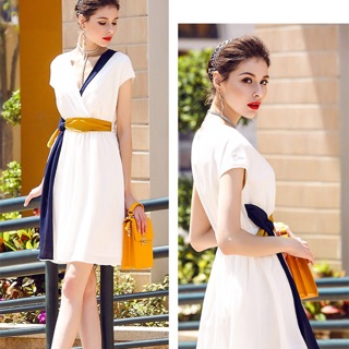 Hàng nhập - đầm xòe phối viền màu cá tính