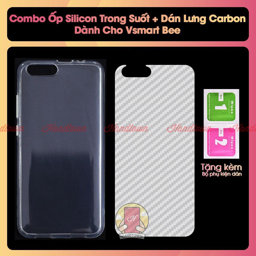 Combo Ốp Lưng Silicone Dẻo, Dán Cacbon Dành Cho Vsmart Bee 1