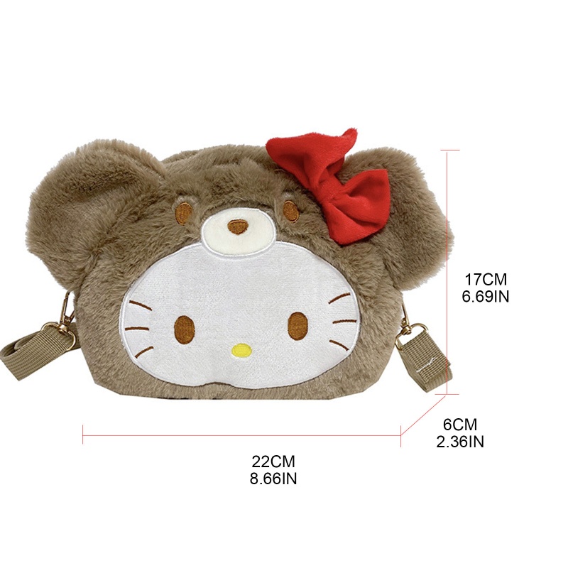 Túi Đeo Chéo Vai Hình Mèo Bông Dễ Thương Dành Cho Nữ