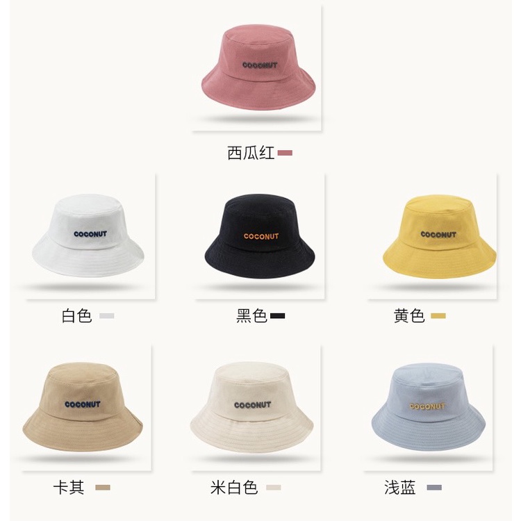 Mũ bucket vành tai cụp thêu chữ coconut nhiều màu Unisex  phù hợp nam nữ
