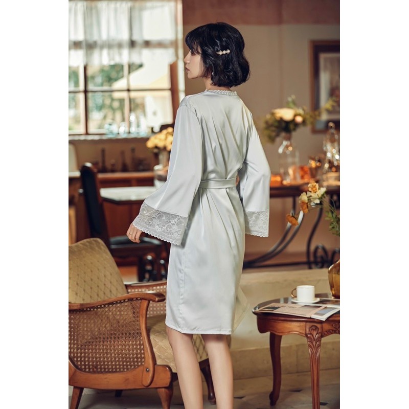 Set Choàng + Đầm Phi Lụa Ren Tròn Sóng