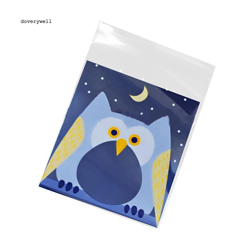 100 túi đựng bánh kẹo in hình thú hoạt hình kiểu đóng tự dính