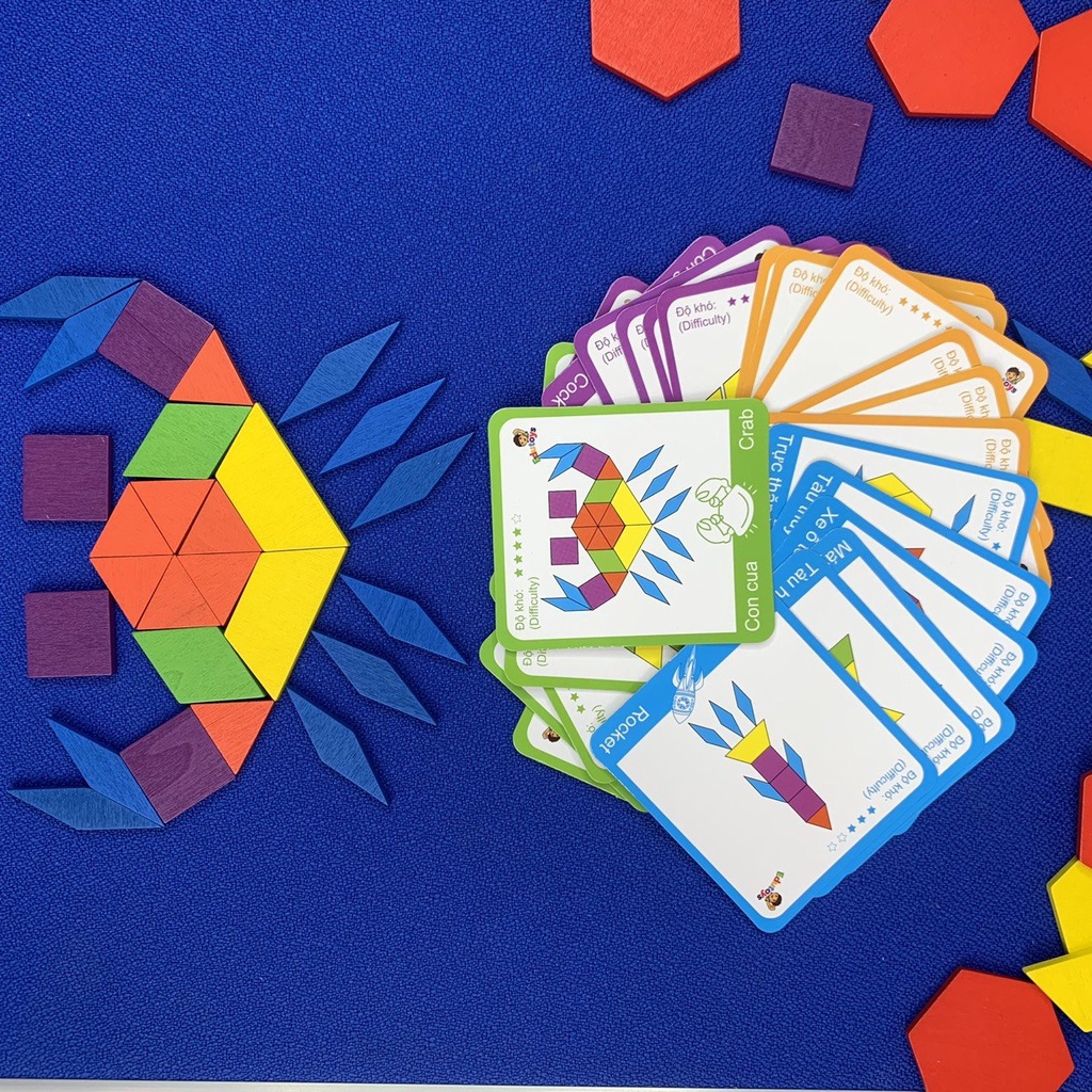 Bộ đồ chơi xếp hình sáng tạo Pattern block 155 CT có hộp xịn xò