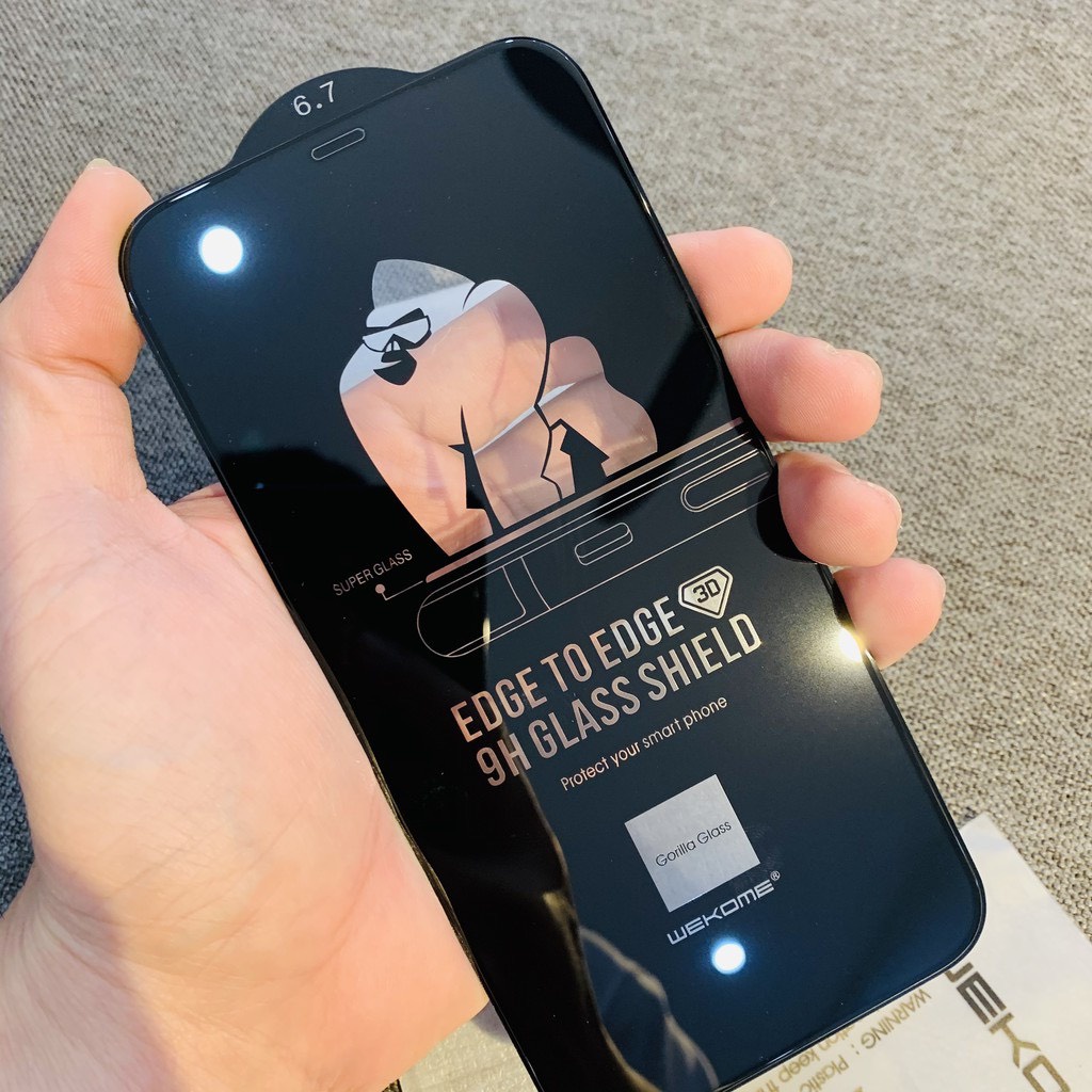 Kính Cường lực KingKong 3D Full màn hãng WK Wekome Iphone 7 8 Plus Xs Max 11 12 13 14 Pro Max Trần Rẻ Không Hộp
