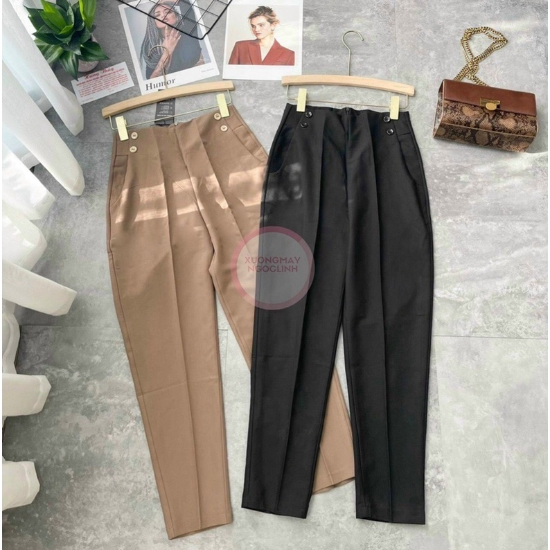 Quần baggy nữ Sary02 cạp liền khoá kéo sau lưng vải tuyết mưa siêu đẹp