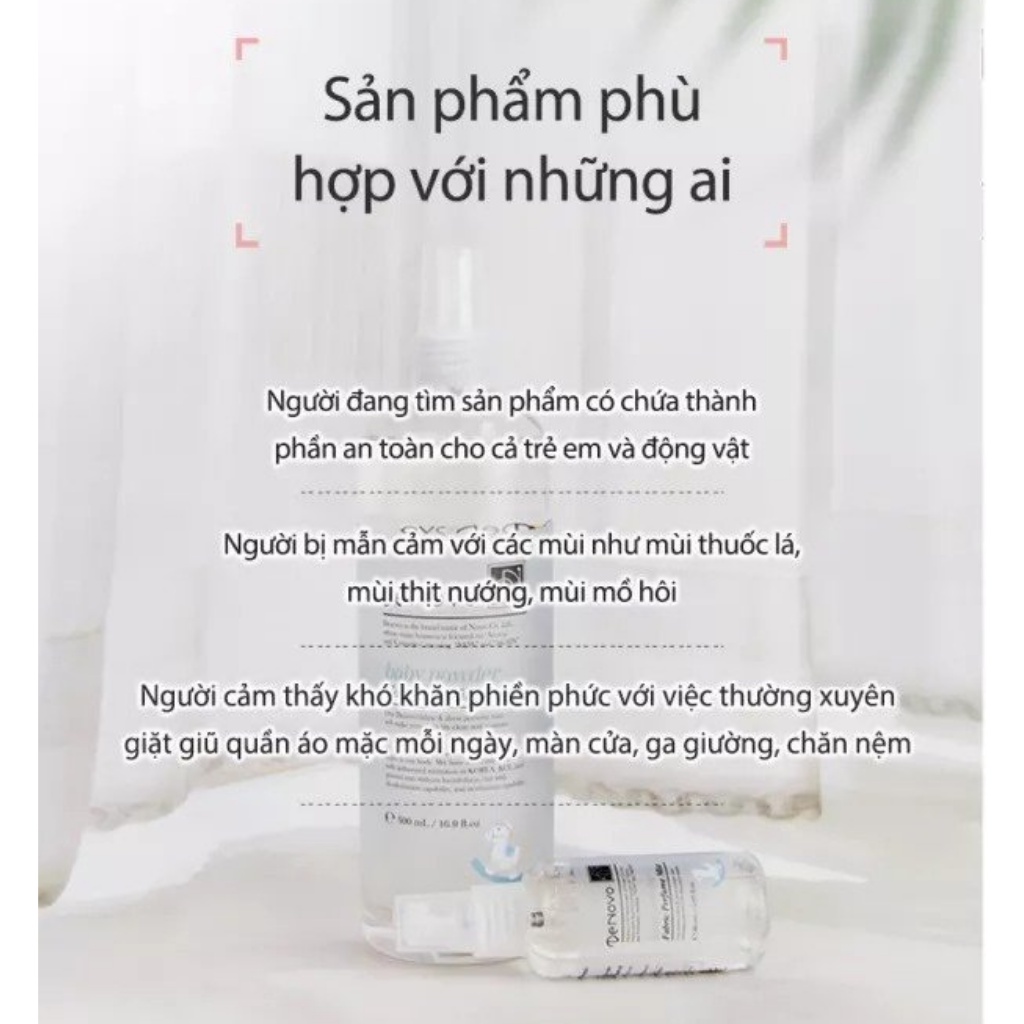 Chai xịt thơm hương nước hoa DENOVO Hàn Quốc hương Cotton - Nước xịt khử mùi quần áo, mùi phòng, mùi cơ thể chính hãng | BigBuy360 - bigbuy360.vn