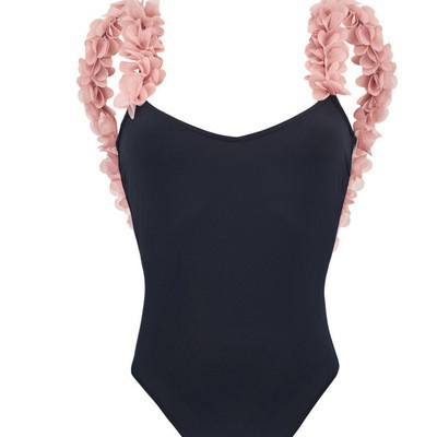 Bộ Đồ Bơi Một Mảnh Hở Lưng Che Bụng Cổ Đính Hoa Phong Cách Hàn Quốc Cho Mẹ/Bé | BigBuy360 - bigbuy360.vn